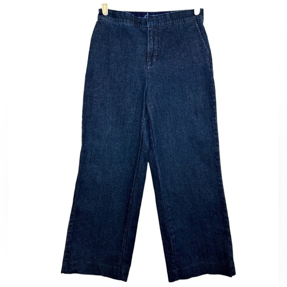 Denim & Company Wide Leg Jeans Relaxed Casual Trousers, Dark Rinse, Size 6 - Picture 1 of 7